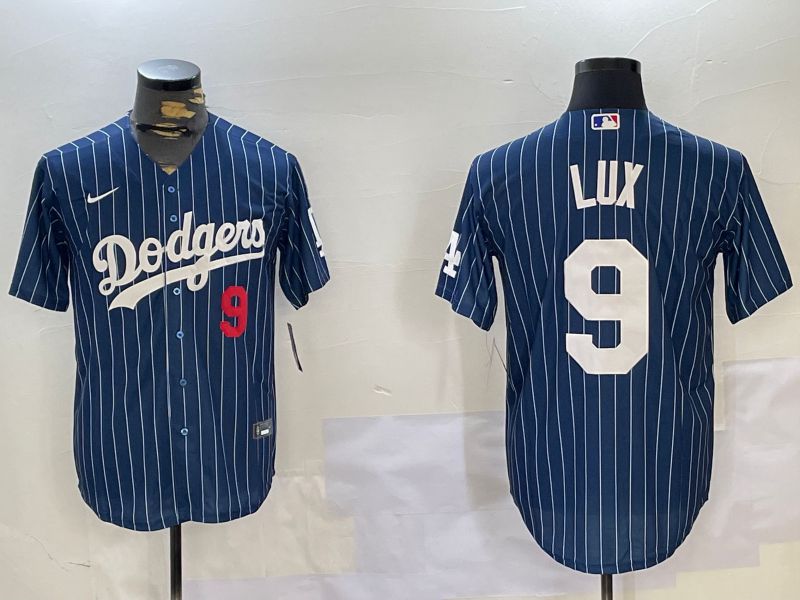 Men Los Angeles Dodgers 9 Lux Blue Stripe Game 2024 Nike MLB Jersey style 1120